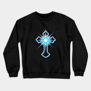 Christian Cross with the ray of light with black background Crewneck Sweatshirt